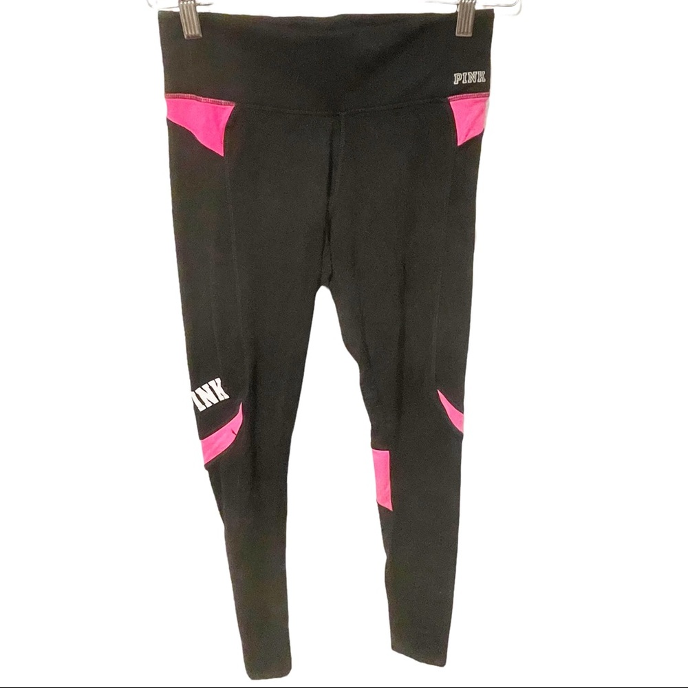 Victoria's Secret PINK Size XS Ultimate Yoga Leggings Pants Black & Hot Pink‎
